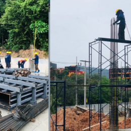 under construction photo the one naiharn steel columns being built