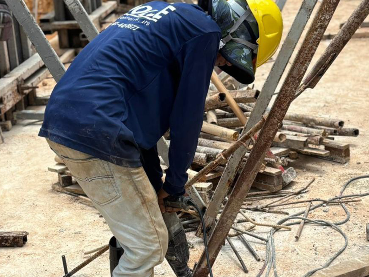 rebar steel fixing work foundations